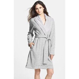 Ugg Blanche Gray Fleece Lined Shawl Collar Robe Belted Pockets Size S Cozy Soft